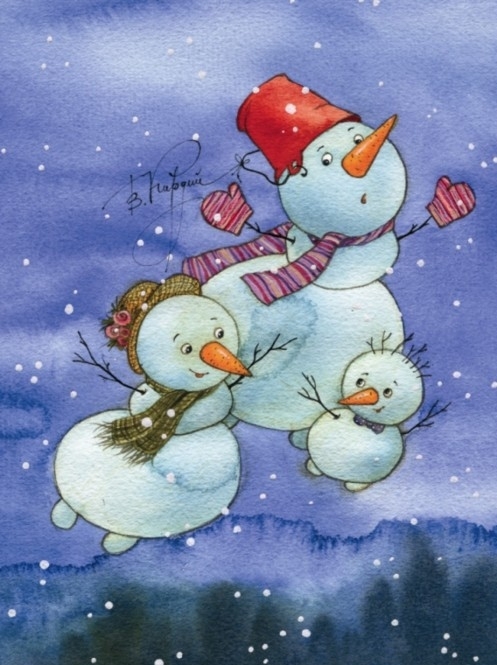 Открытки картинки с надписями С днем счастливых снеговиков бесплатно