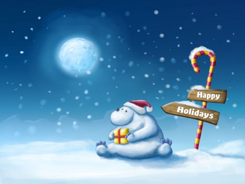 Открытки с надписями на английском Happy Holidays бесплатно